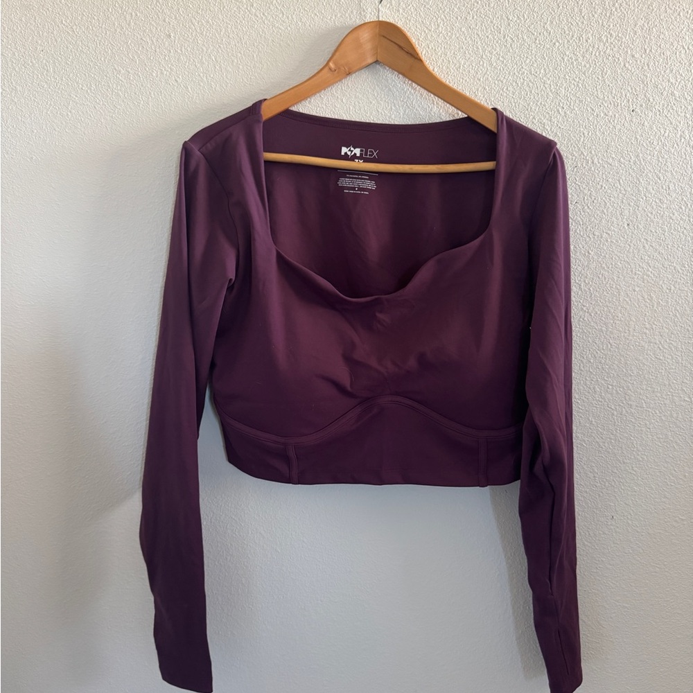 POPFLEX Deep Purple Long Sleeve Crop Top